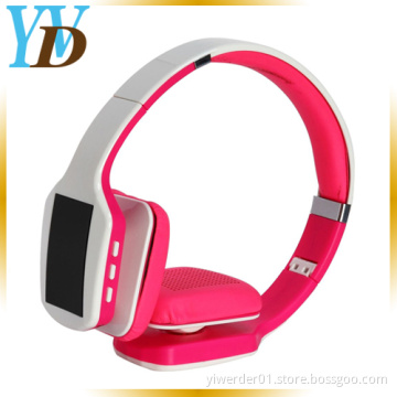 Pink LED Screen Portable Foldable Bluetooth Headphone Wireless Sports Control Devices (YWD-T9)